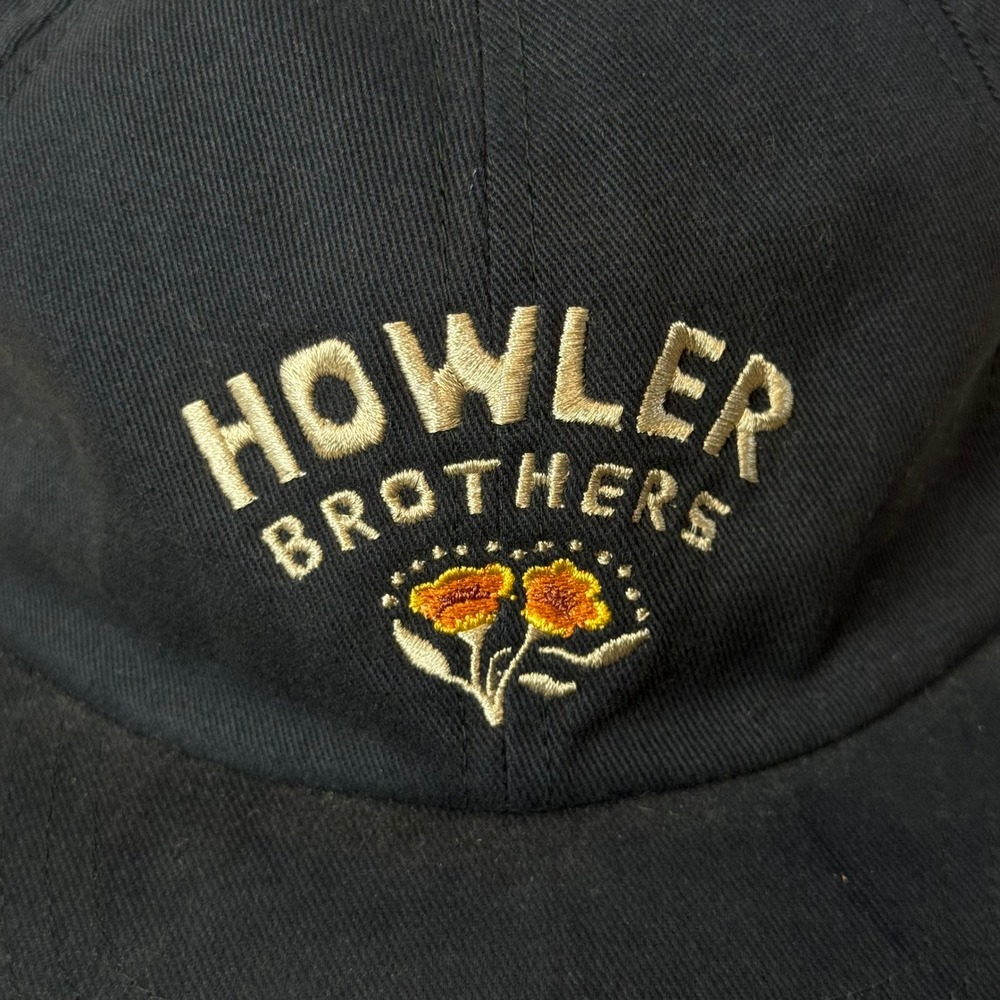 Howler Brothers Mens Navy Blue Embroidered Floral Logo Cotton Strapback Hat Cap - Picture 7 of 12